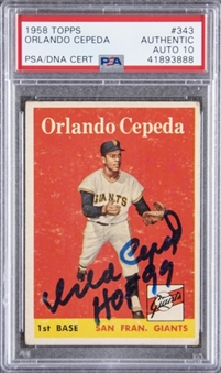 1958 Topps #343 Orlando Cepeda Signed Rookie Card – PSA/DNA 10 Signature!